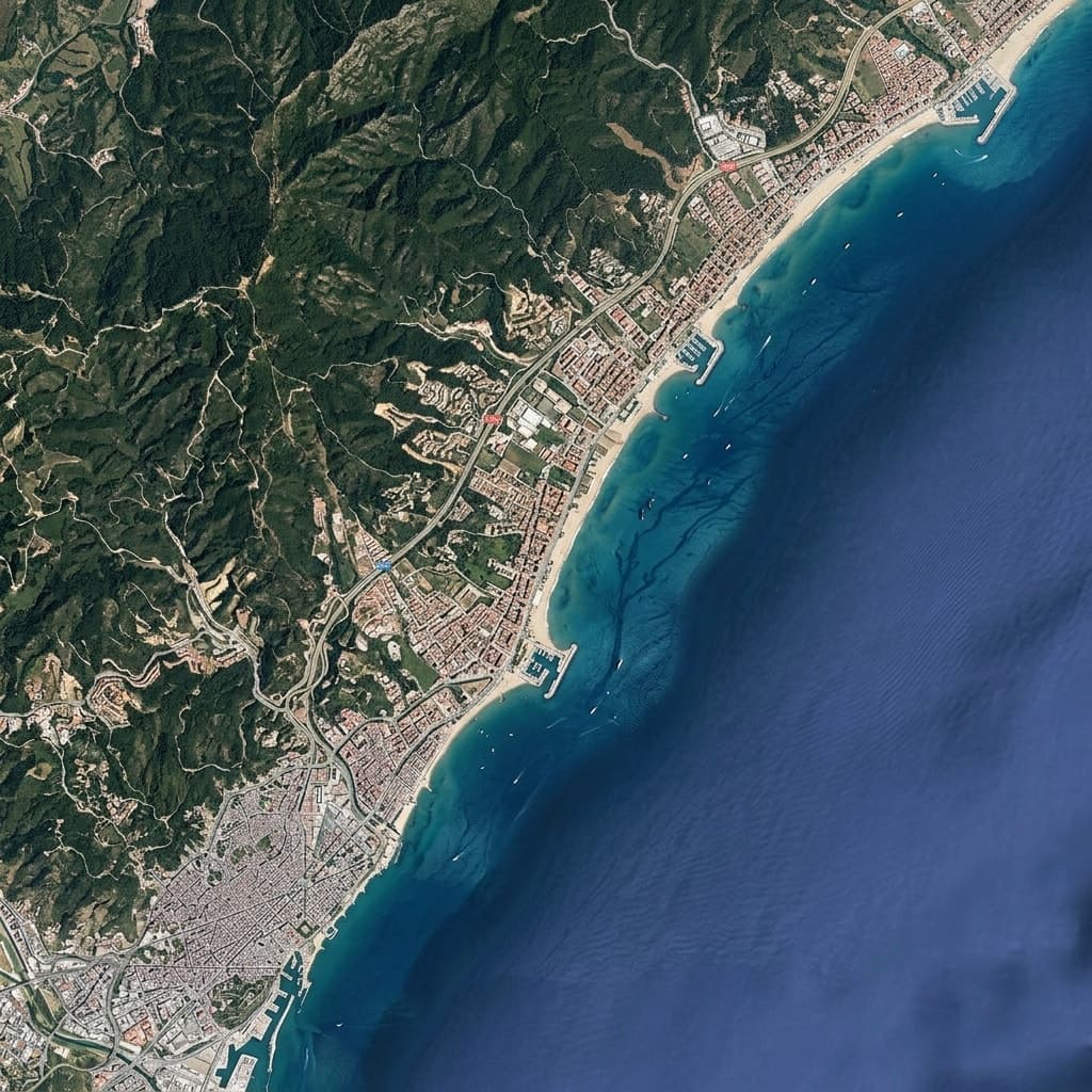 Aerial view Costa del Maresme — Barcelona